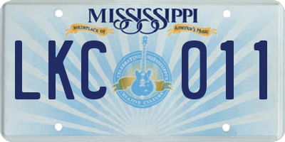 MS license plate LKC011