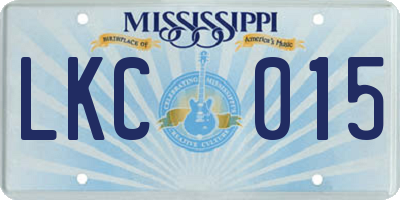 MS license plate LKC015