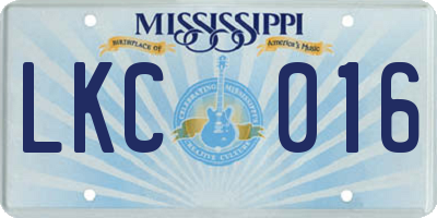 MS license plate LKC016