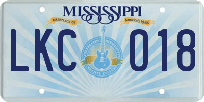 MS license plate LKC018