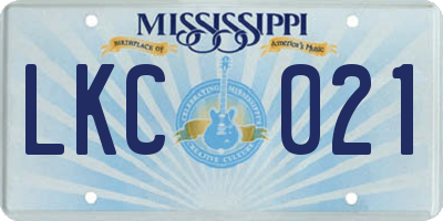 MS license plate LKC021