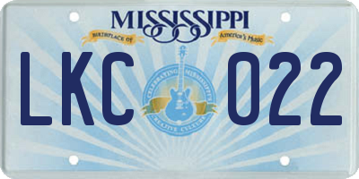 MS license plate LKC022