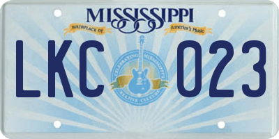 MS license plate LKC023