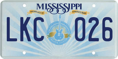 MS license plate LKC026