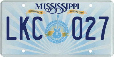 MS license plate LKC027