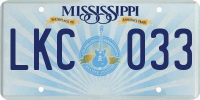 MS license plate LKC033