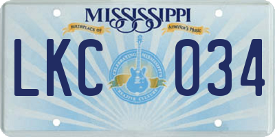 MS license plate LKC034