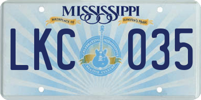 MS license plate LKC035