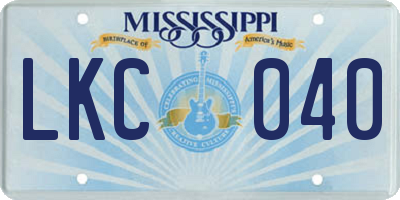 MS license plate LKC040