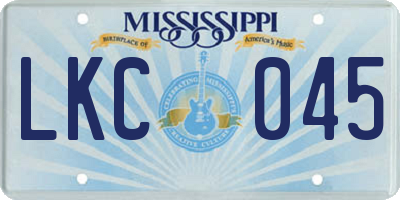 MS license plate LKC045