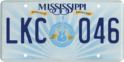 MS license plate LKC046