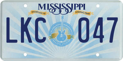 MS license plate LKC047