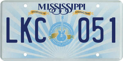 MS license plate LKC051