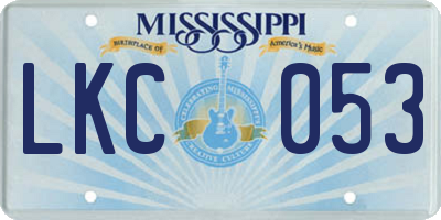 MS license plate LKC053