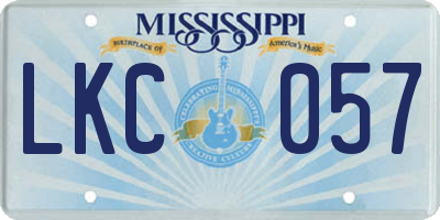 MS license plate LKC057