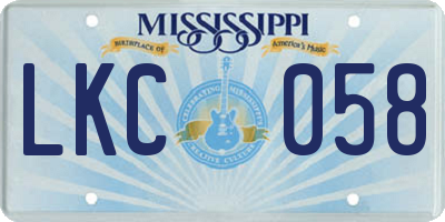 MS license plate LKC058