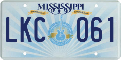 MS license plate LKC061