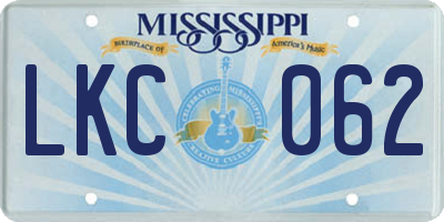MS license plate LKC062