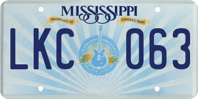 MS license plate LKC063