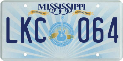 MS license plate LKC064