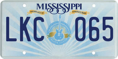 MS license plate LKC065