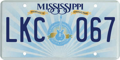 MS license plate LKC067