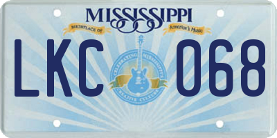 MS license plate LKC068