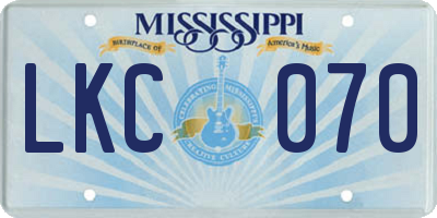MS license plate LKC070