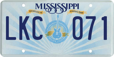 MS license plate LKC071