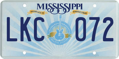MS license plate LKC072