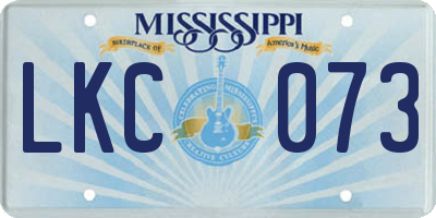 MS license plate LKC073