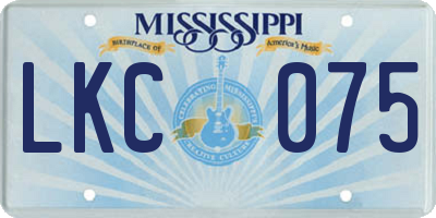 MS license plate LKC075