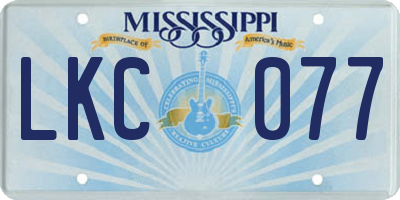 MS license plate LKC077