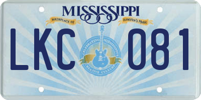 MS license plate LKC081