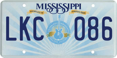MS license plate LKC086