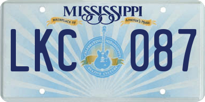 MS license plate LKC087