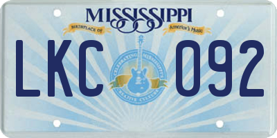 MS license plate LKC092