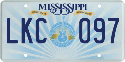 MS license plate LKC097
