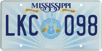 MS license plate LKC098