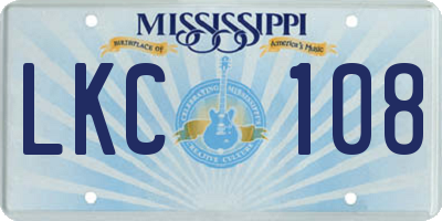 MS license plate LKC108