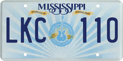 MS license plate LKC110