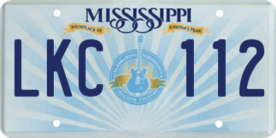 MS license plate LKC112