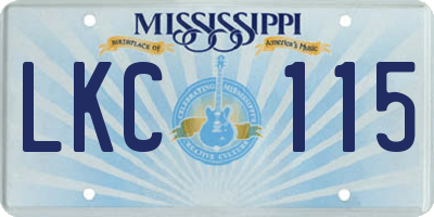 MS license plate LKC115