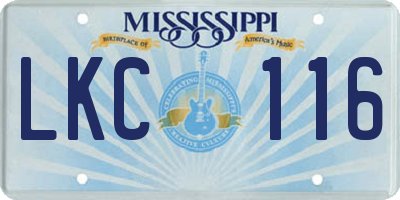 MS license plate LKC116