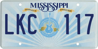 MS license plate LKC117