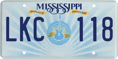MS license plate LKC118