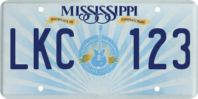 MS license plate LKC123