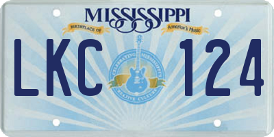 MS license plate LKC124