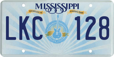 MS license plate LKC128
