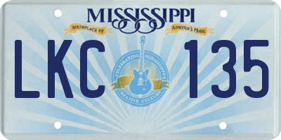MS license plate LKC135